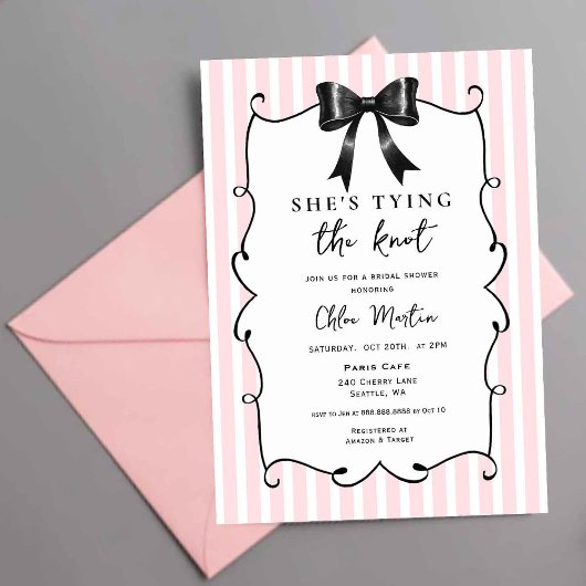 Invitation Elle noue le noeud Black bow Bridal