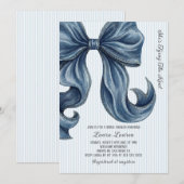 Invitation Elle Noue Le Nœud Bleu Bow Mariage (Devant / Derrière)