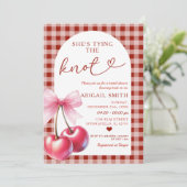 Invitation Elle noue le noeud cerise En vichy douche (Debout devant)