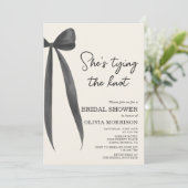 Invitation Elle Noue le Nœud Code QR de la Fête de Mariage (Debout devant)