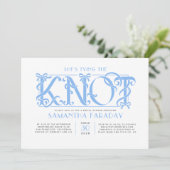 Invitation Elle Noue Le Nœud Dusty Blue Bow Baby Shower Maria (Debout devant)