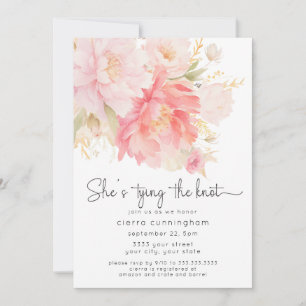 Invitation Elle Noue Le Nœud Floral Fête de Mariée