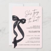 Invitation Elle Noue le Nœud Noir Bow BRIDAL SHOWER Fête (Devant)