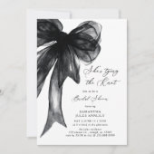 Invitation Elle Noue Le Nœud Noir Réception De Mariage (Devant)