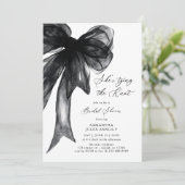 Invitation Elle Noue Le Nœud Noir Réception De Mariage (Debout devant)