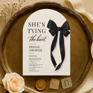 Invitation Elle Noue Le Nœud Noir Ruban Mariage