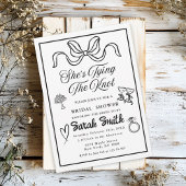 Invitation Elle noue le noeud rétro noir Whimsical Bridal