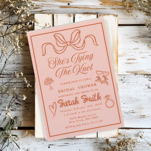 Invitation Elle noue le noeud retro Peach Whimsical Bridal