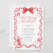 Invitation Elle Noue Le Nœud Rouge Bow Réception De Mariage (Devant)