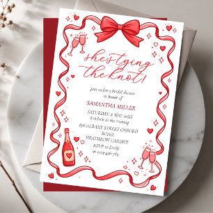 Invitation Elle Noue Le Nœud Rouge Bow Réception De Mariage