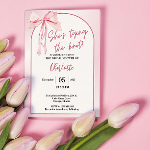 Invitation Elle Noue le Nœud Simple Arc Simple Fête de Mariag