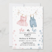 Invitation Elle ou il habille le Baby shower de révélation de (Devant)