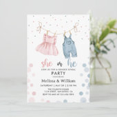 Invitation Elle ou il habille le Baby shower de révélation de (Debout devant)