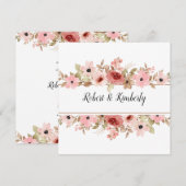 Invitation ELLE Rose Fleur Élégant Mariage (Devant / Derrière)