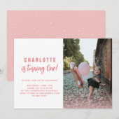 Invitation Elle tourne un coup | Blush Pink 1er Anniversaire (Devant / Derrière)