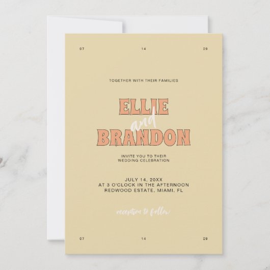 Invitation ELLIE Retro Moderne Gras Mariage de typographie (Devant)