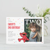 Invitation Elmo Red Confetti Second Birthday (Debout devant)