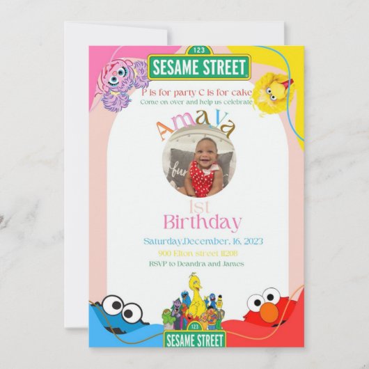 Invitation Elmo’s 1st birthday theme (Devant)
