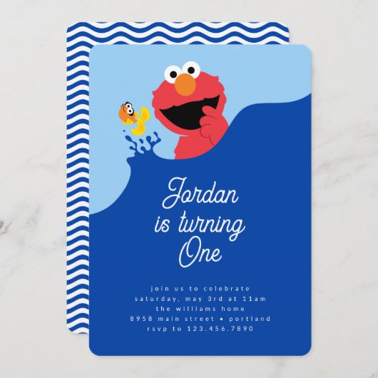 Invitation Elmo's Splish Splash Anniversaire Bash (Devant / Derrière)