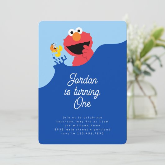 Invitation Elmo's Splish Splash Anniversaire Bash (Debout devant)