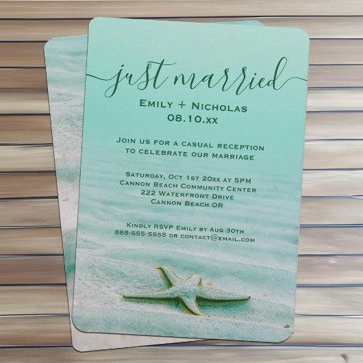 Invitation Eloped Aqua Starfish Beach Réception Party Côte