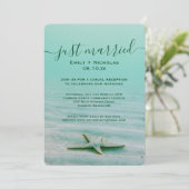 Invitation Eloped Aqua Starfish Beach Réception Party Côte (Debout devant)
