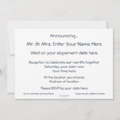 Invitation Eloped in the Mountains / Mtns Called - Nous Elope (Dos)