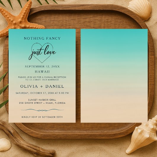 Invitation Elopement Beach Wedding Reception Watercolor