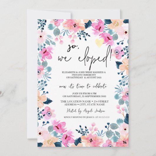 Invitation Elopement Chic Garden Rose Fleurs (Devant)