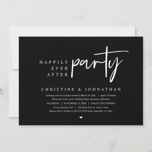 Invitation Élopement de mariage, fête de bonheur éternel (Devant)