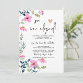 Invitation Elopement des fleurs roses du jardin (Debout devant)