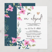 Invitation Elopement des fleurs roses du jardin (Devant / Derrière)