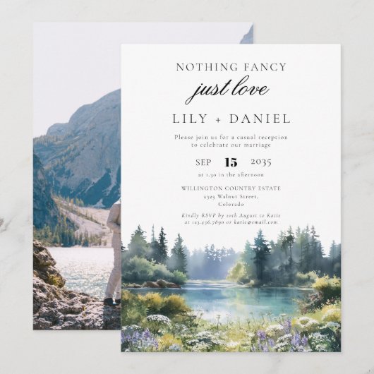 Invitation Elopement Forest Lakeside Wedding Reception Photo (Devant / Derrière)