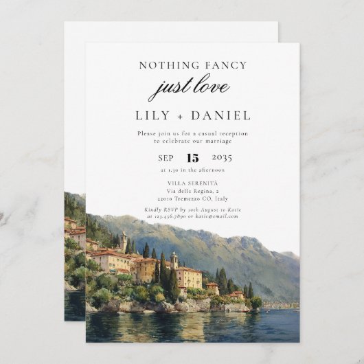 Invitation Elopement Lake Côme Italie Réception de mariage (Devant / Derrière)