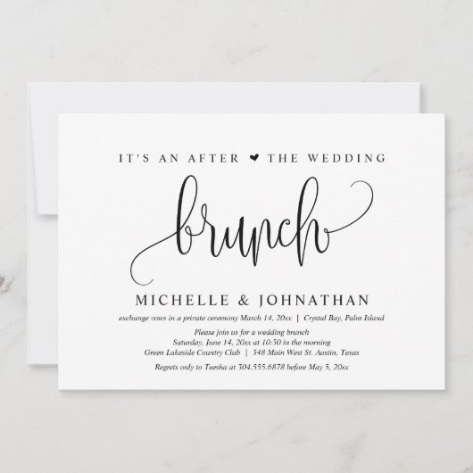 Invitation Elopement mariage, Après Le Brunch Mariage (Devant)