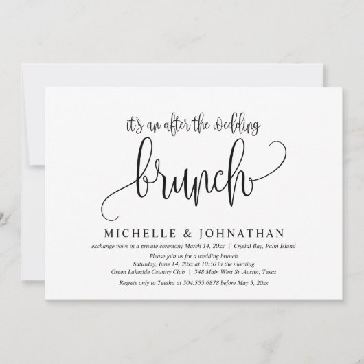 Invitation Elopement mariage, Après Le Brunch Mariage (Devant)