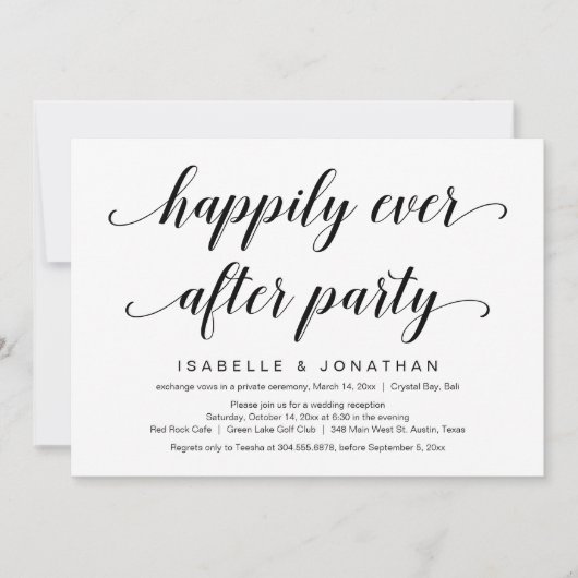 Invitation Elopement mariage, Élégant Script noir élégant (Devant)
