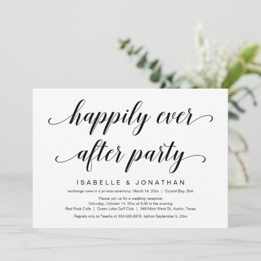 Invitation Elopement mariage, Élégant Script noir élégant (Debout devant)