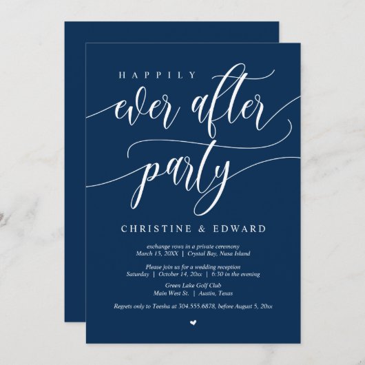 Invitation Elopement mariage, Heureusement Jamais Après La Fê (Devant / Derrière)