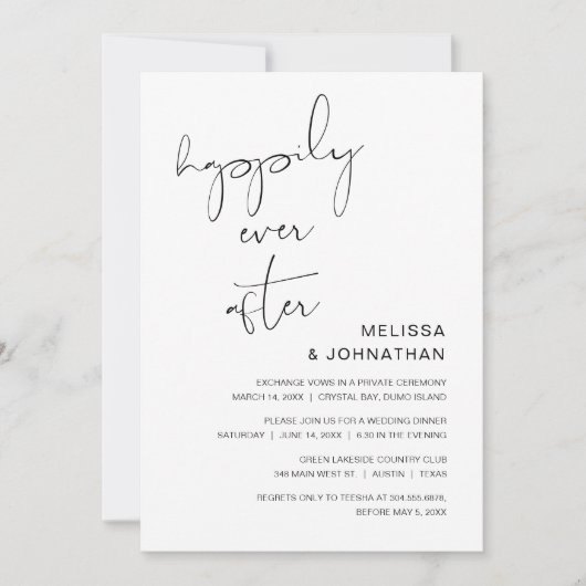 Invitation Elopement mariage, Heureusement Jamais Après La Fê (Devant)