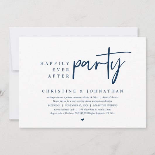 Invitation Elopement mariage, Heureusement Jamais Après La Fê (Devant)