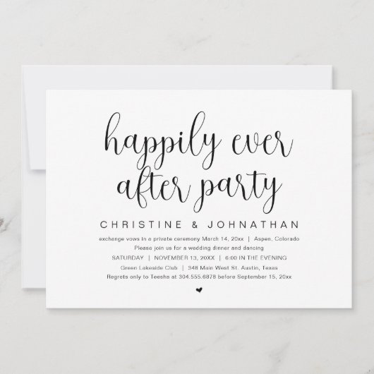 Invitation Elopement mariage, Heureusement Jamais Après La Fê (Devant)