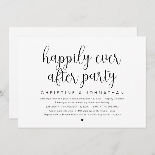 Invitation Elopement mariage, Heureusement Jamais Après La Fê (Devant / Derrière)