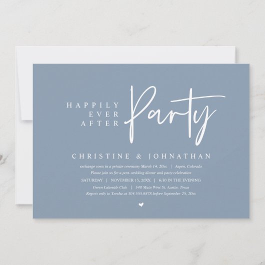Invitation Elopement mariage, Heureusement Jamais Après La Fê (Devant)