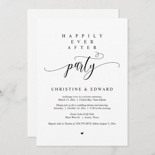 Invitation Elopement mariage, Heureusement Jamais Après La Fê (Devant / Derrière)