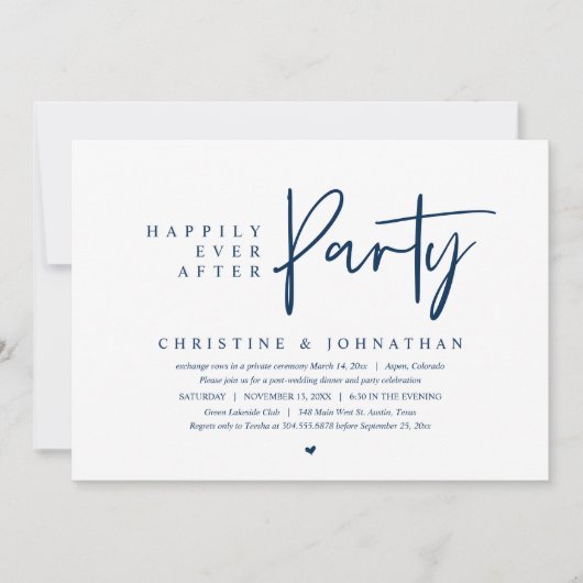 Invitation Elopement mariage, Heureusement Jamais Après La Fê (Devant)