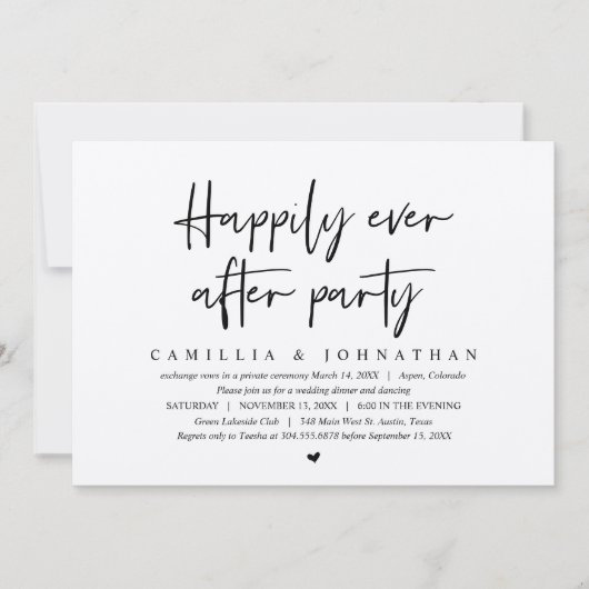 Invitation Elopement mariage, Heureusement Jamais Après La Fê (Devant)