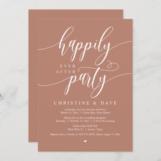 Invitation Elopement mariage, Heureusement Jamais Après La Fê (Devant / Derrière)