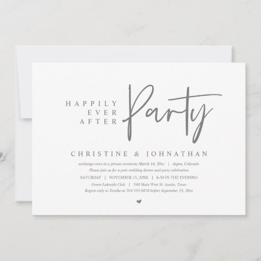 Invitation Elopement mariage, Heureusement Jamais Après La Fê (Devant)
