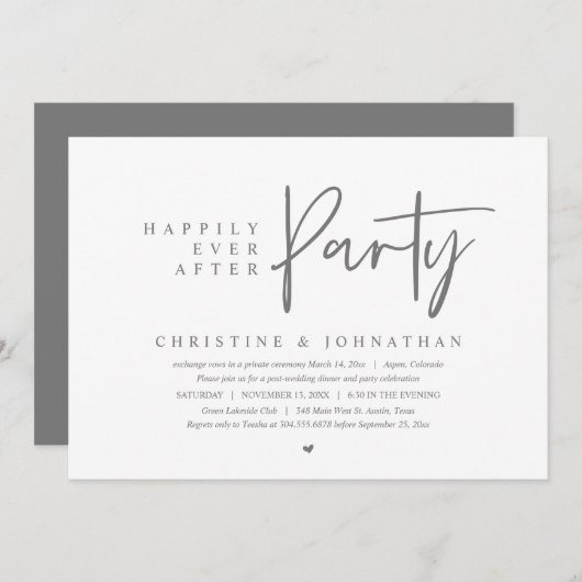 Invitation Elopement mariage, Heureusement Jamais Après La Fê (Devant / Derrière)